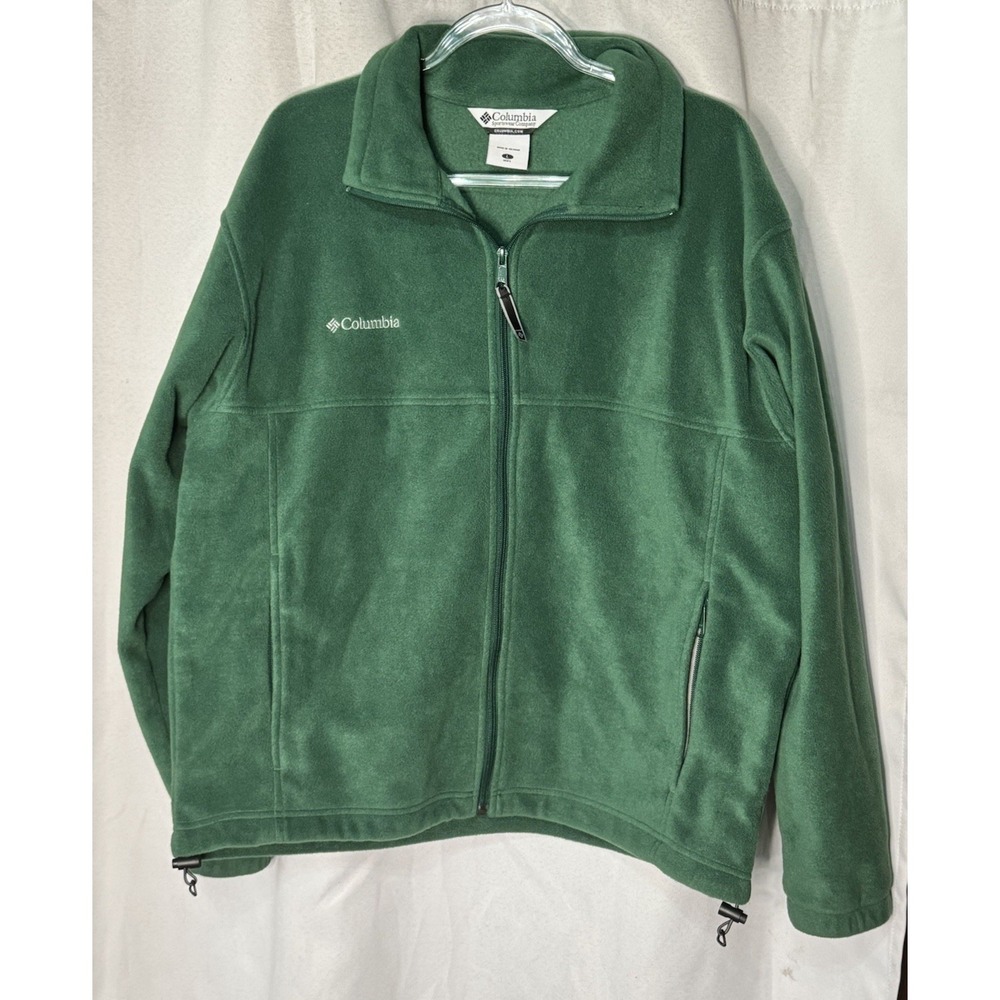 Columbia Vibrant Green Fleece Jacket Mens L Zip Front Super soft Polyester